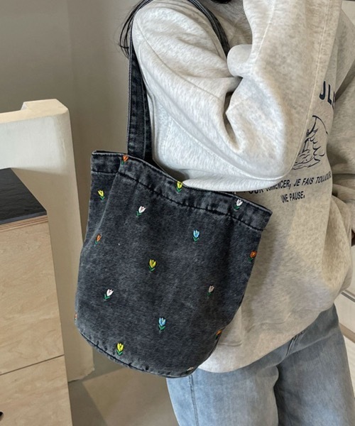 トートバッグ 花柄デザインデニムトートバッグ レディース : ZOZOTOWN