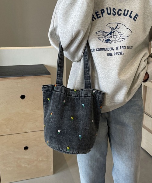 トートバッグ 花柄デザインデニムトートバッグ レディース : ZOZOTOWN