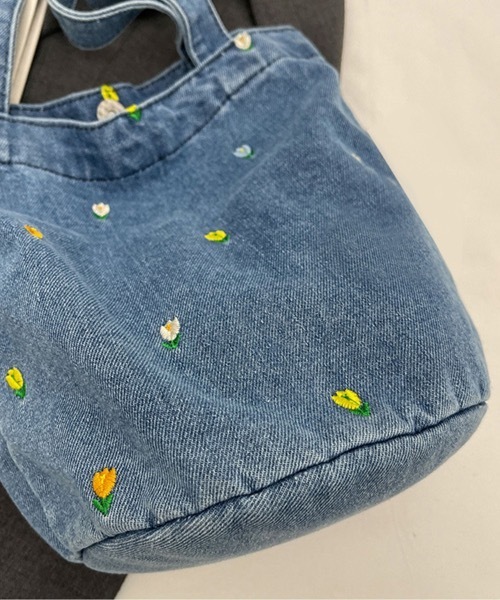 トートバッグ 花柄デザインデニムトートバッグ レディース : ZOZOTOWN