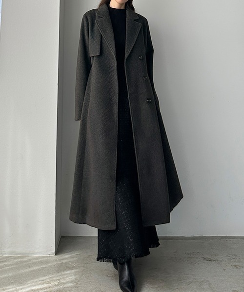 「Louere」 チェスターコート MEDIUM ダークグレー レディース_画像2