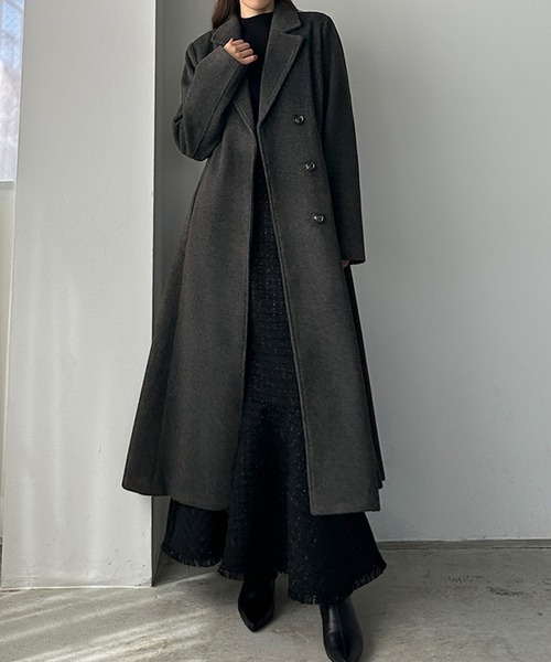 「Louere」 チェスターコート MEDIUM ダークグレー レディース_画像3