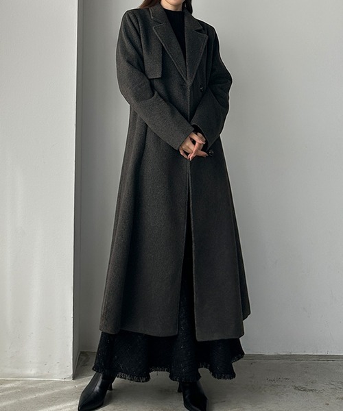 「Louere」 チェスターコート MEDIUM ダークグレー レディース_画像4