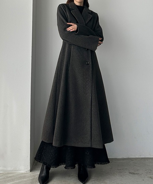 「Louere」 チェスターコート MEDIUM ダークグレー レディース_画像6