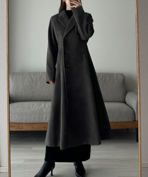 「Louere」 チェスターコート MEDIUM ダークグレー レディース_画像9