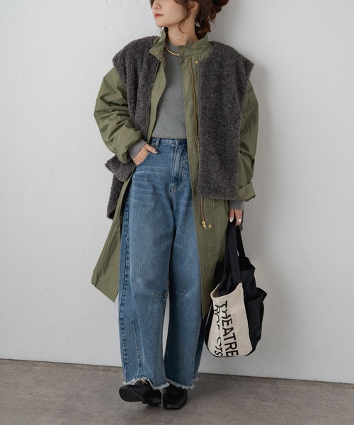 pual ce cin 「PUAL CE CIN」 モッズコート FREE カーキ レディース