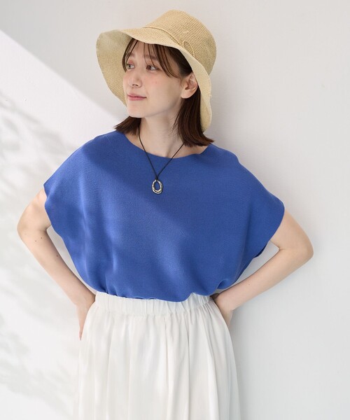 ☆美品☆aimeine エメイン　ジャガードフレンチスリーブニット ダークグレー ☆美品☆aimeine エメイン ジャガードフレンチスリーブニット