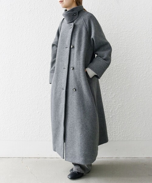 【新品】NissyNaptime.コート グレー Mサイズ 日本製 カシミヤコート ノーカラーコート レディース 冬 きれいめ