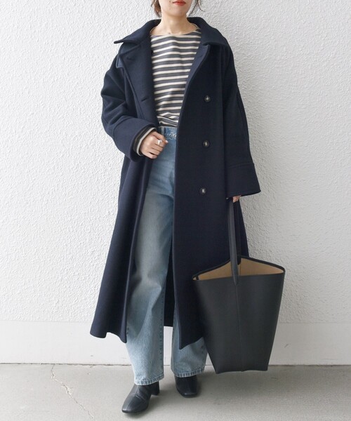 美品▲シップスエニィ SHIPS anyウール ラペル コート ネイビー WEB限定】SHIPS any: ウール ラペル コート （その他アウター）｜SHIPS