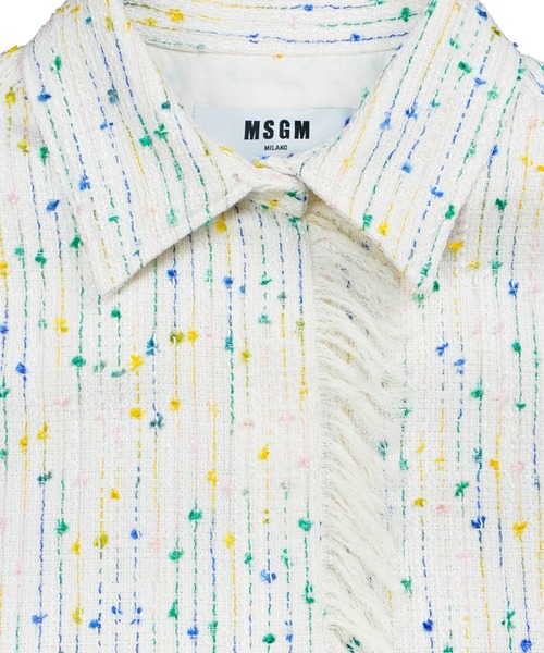 【破格】MSGM フリンジ トップス MSGM（エムエスジーエム） ブラウス シャツ マルチツィード フリンジ