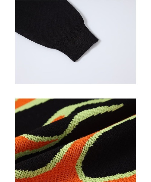 ♡出品 SUPPLIER tシャツ ニット｜FIRE PATTERN HALF ZIP KNIT