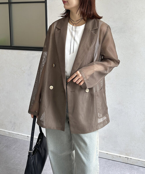 Thevon ジャケット テーラードジャケット GOLDボタンメッシュ