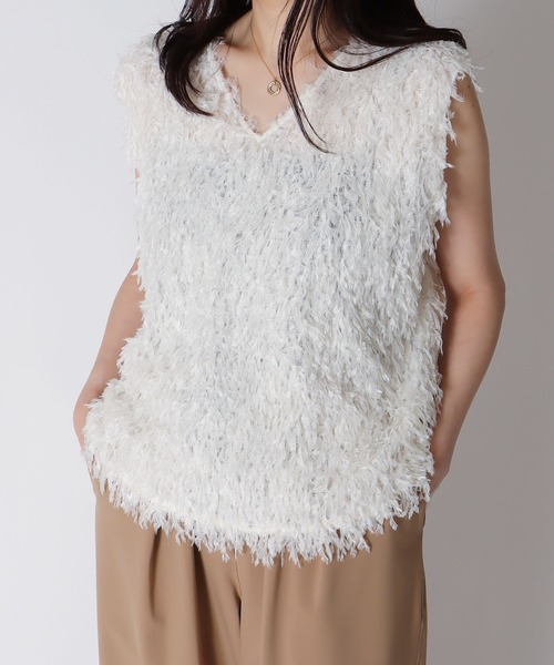 ブラウス シャツ B7 / feather sleeveless pull(フェザースリーブレスプルオーバー) レディース
