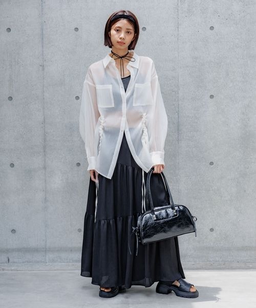 PAGEBOY（ページボーイ） ブラウス シャツ ドロストシャーリングシアー
