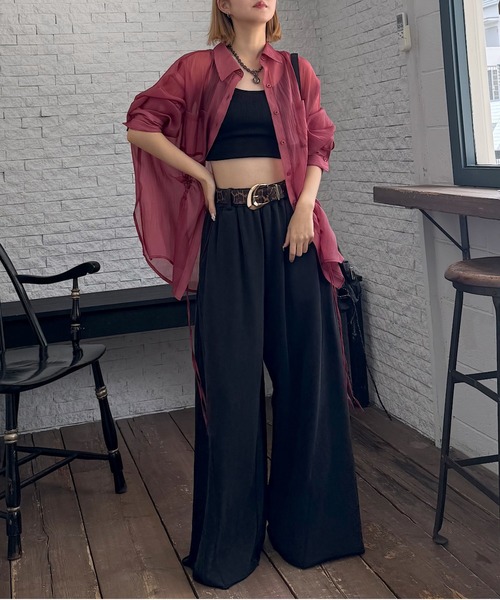 PAGEBOY（ページボーイ） ブラウス シャツ ドロストシャーリングシアー