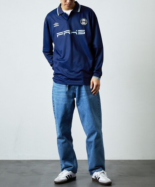 umbro 長袖ポロシャツ ホワイト/ネイビー umbro 「UMBRO」 長袖ポロシャツ X-LARGE ネイビー メンズ