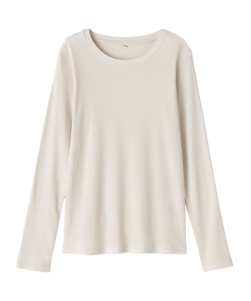 無印良品（MUJI） tシャツ 婦人 なめらかリブ編みクルーネック長袖T