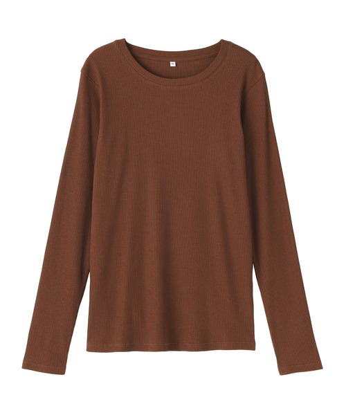 無印良品（MUJI） tシャツ 婦人 なめらかリブ編みクルーネック長袖T
