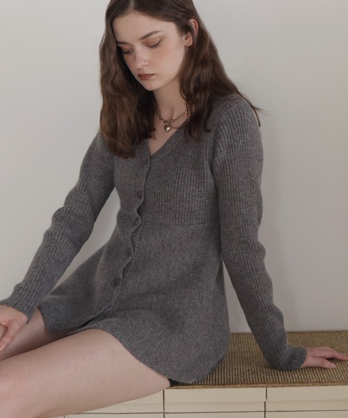 Mili affinity ニット セーター ペプラムVネックリブニット