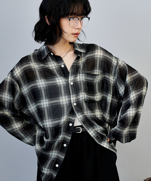 FREAK'S STORE ブラウス シャツ チェックシアーシャツ