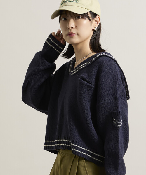 ROKU6セーラーニットセーター 売り切りセール FREAK'S STORE（フリークスストア） ニット セーター ウール混