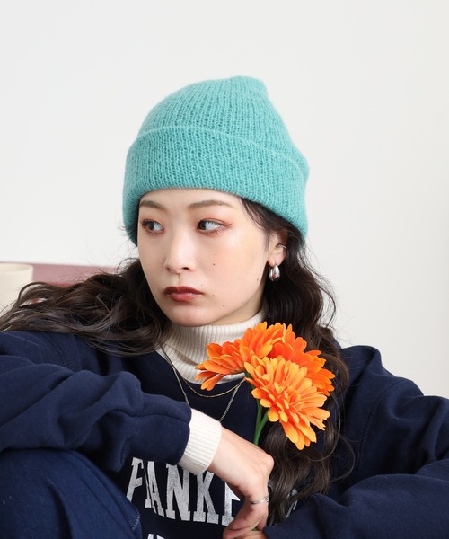 HYEIN SEO グレー ニット帽 ビーズ付き HYEIN SEO グレー ニット帽