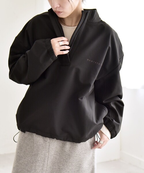 quaranciel quaranciel:「洗濯機可能」ハーフ ジップ ロゴ 刺繍
