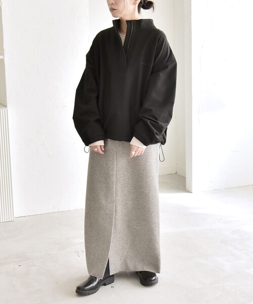 quaranciel quaranciel:「洗濯機可能」ハーフ ジップ ロゴ 刺繍