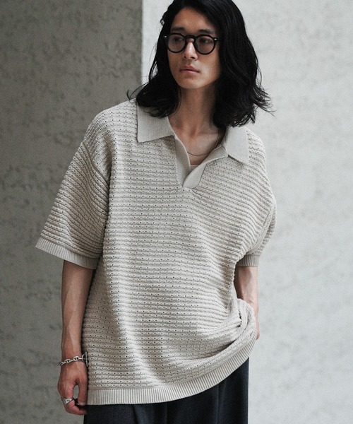 「WYM LIDNM」 半袖ニット S ベージュ メンズ_画像3