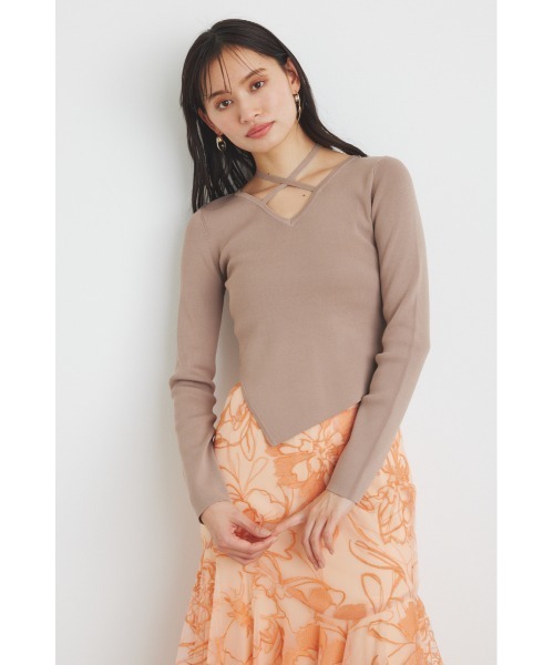 「rienda」 長袖ニット FREE オレンジ レディース_画像2