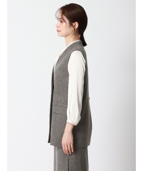 モラビトブラン　エトリア シャンブレー ジレ ベスト ベスト ジレ CHANTOWA バックデザインジレ ウォッシャブル ツイード