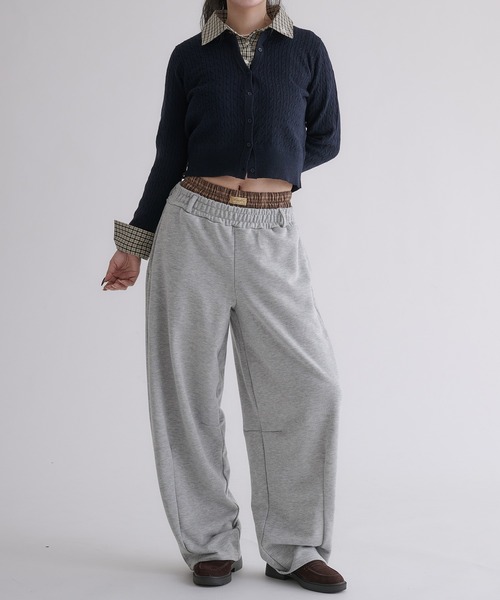 hazyl ワイドパンツ スウェットパンツ ジャージ layered sweat pants