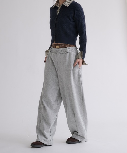 hazyl ワイドパンツ スウェットパンツ ジャージ layered sweat pants