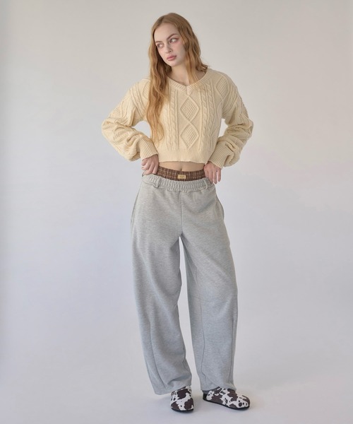 hazyl ワイドパンツ スウェットパンツ ジャージ layered sweat pants