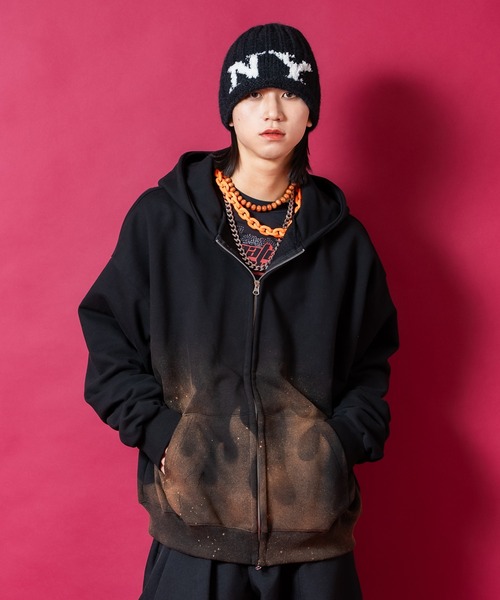 パーカー a.p.o.v. フレイムスプレーグラデーションスウェットオーバー