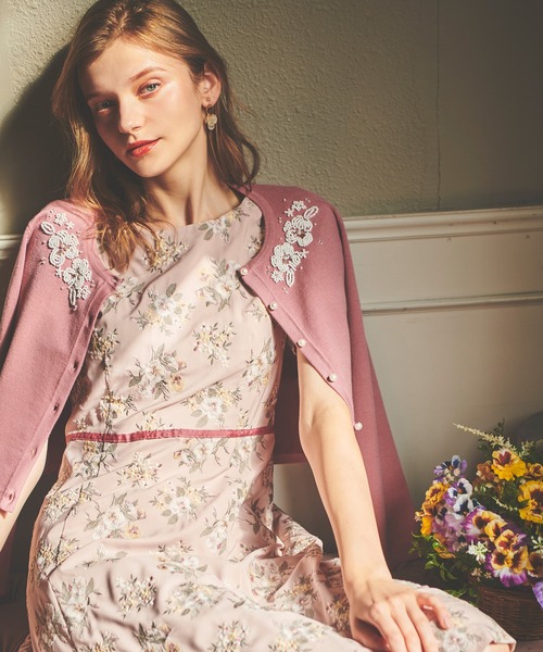 「LAISSE PASSE」 半袖ワンピース LARGE ピンクベージュ レディースの画像