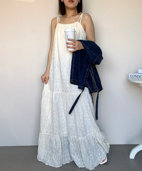 「CRB」 キャミソールワンピース F オフホワイト レディース_画像2