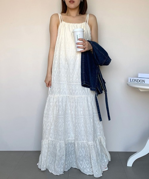 「CRB」 キャミソールワンピース F オフホワイト レディース_画像3