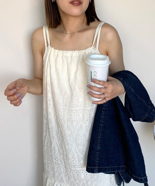 「CRB」 キャミソールワンピース F オフホワイト レディース_画像6