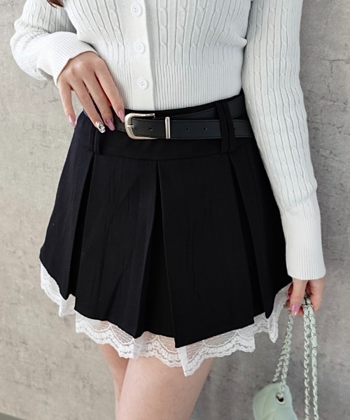 Mejoul スカート 「2026春夏新作」「インパン・ベルト付」フリルレース