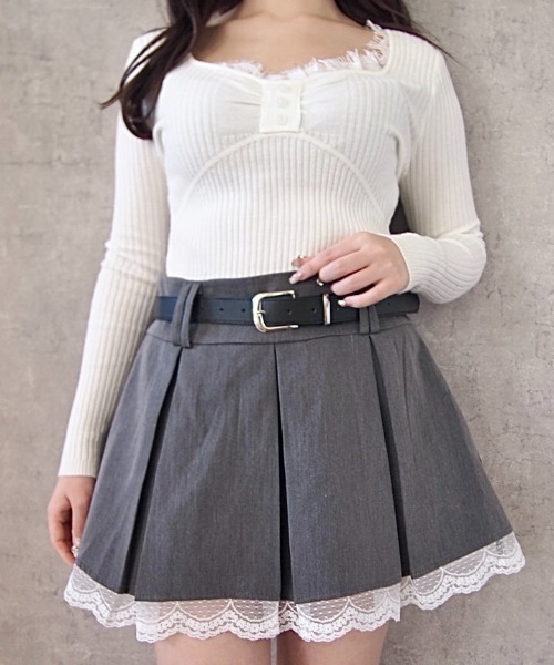 Mejoul スカート 「2026春夏新作」「インパン・ベルト付」フリルレース