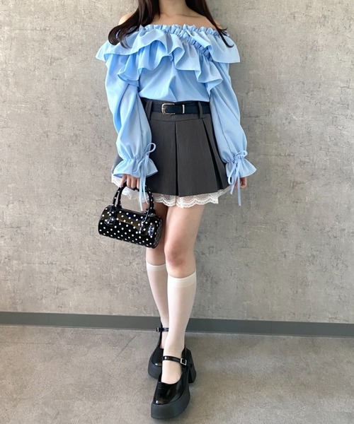 Mejoul スカート 「2026春夏新作」「インパン・ベルト付」フリルレース