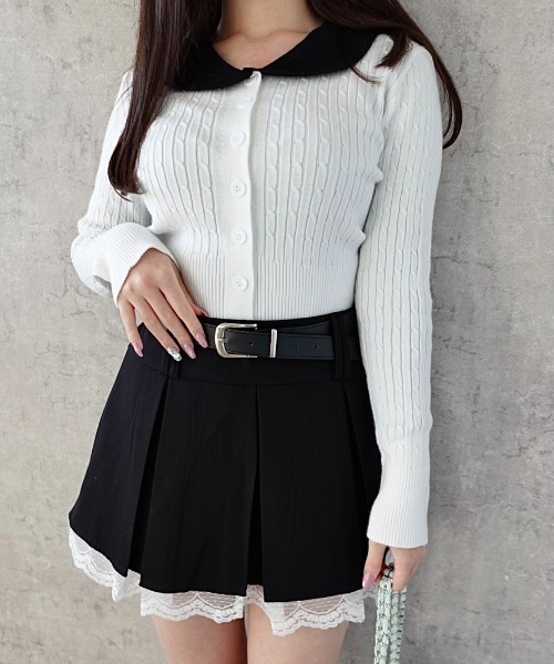 Mejoul スカート 「2026春夏新作」「インパン・ベルト付」フリルレース