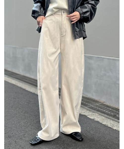 Re:EDIT（リエディ） コーデュロイパンツ SHORT ホワイト レディース