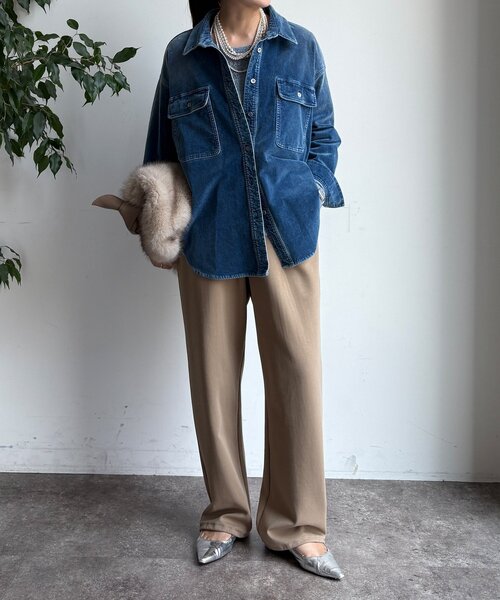 DouDou（ドゥドゥ） 長袖シャツ FREE サックスブルー レディース