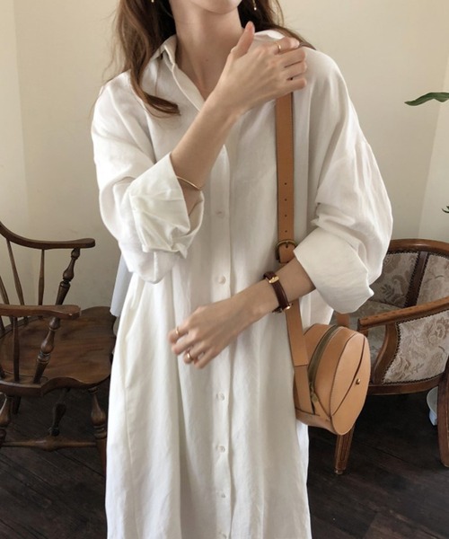 「VIBGYOR」 「lulufa」シャツワンピース FREE ライトブルー レディース_画像2