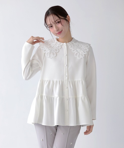 Fit more（フィットモア） バテンレース衿トップス レディース
