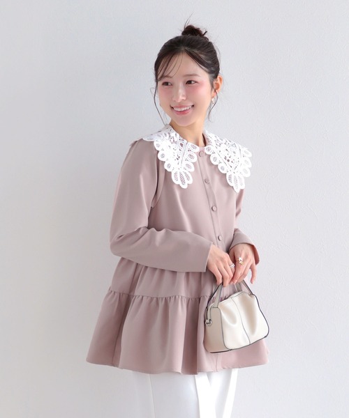 Fit more（フィットモア） バテンレース衿トップス レディース