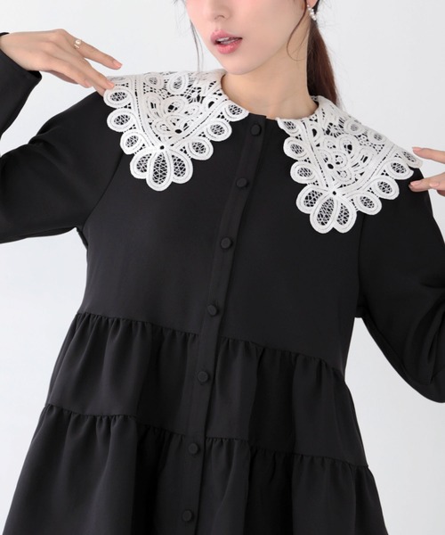Fit more（フィットモア） バテンレース衿トップス レディース