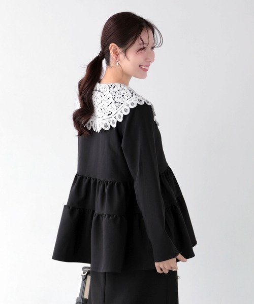 fitmore バテンレース衿トップス Fit more（フィットモア） バテンレース衿トップス レディース