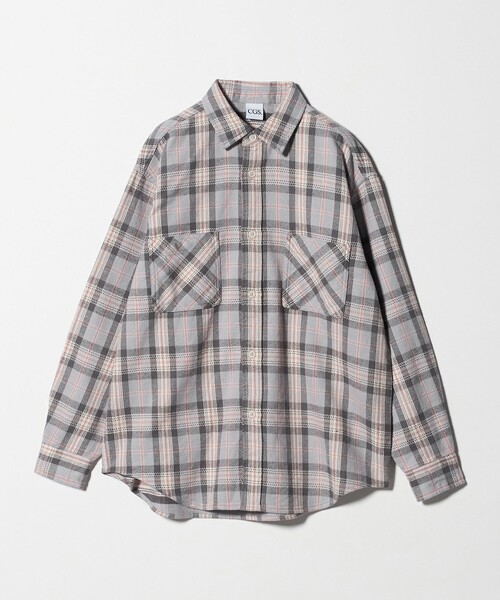 コンテ コットンフランネル チェックシャツ グレー /DF ■OS conte（コンテ）の「＜conte＞コットンフランネル チェックシャツ